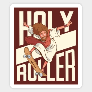 Funny Holy Roller Skateboarding Jesus // Christian Humor Jesus Joke Sticker